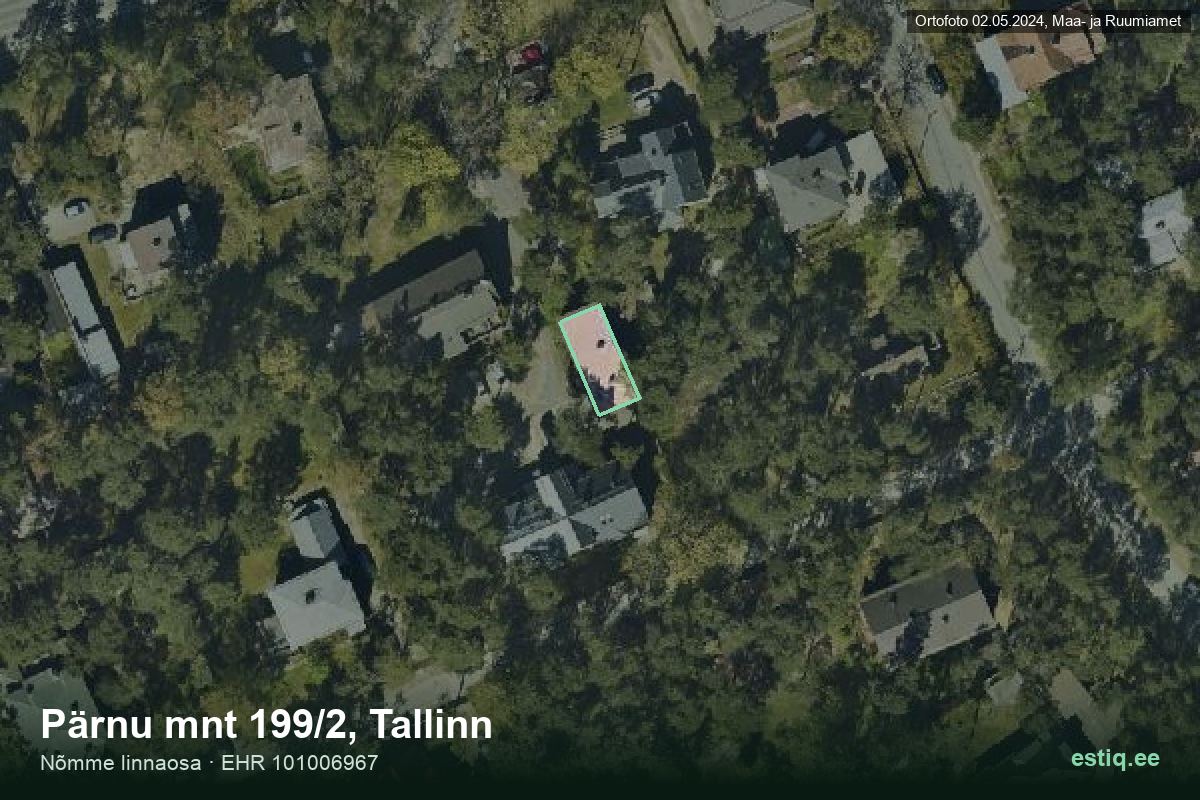 Pärnu mnt 199/2, Tallinn – ilmakuva rakennuksesta, ääriviiva rakennusrekisteristä (EHR)