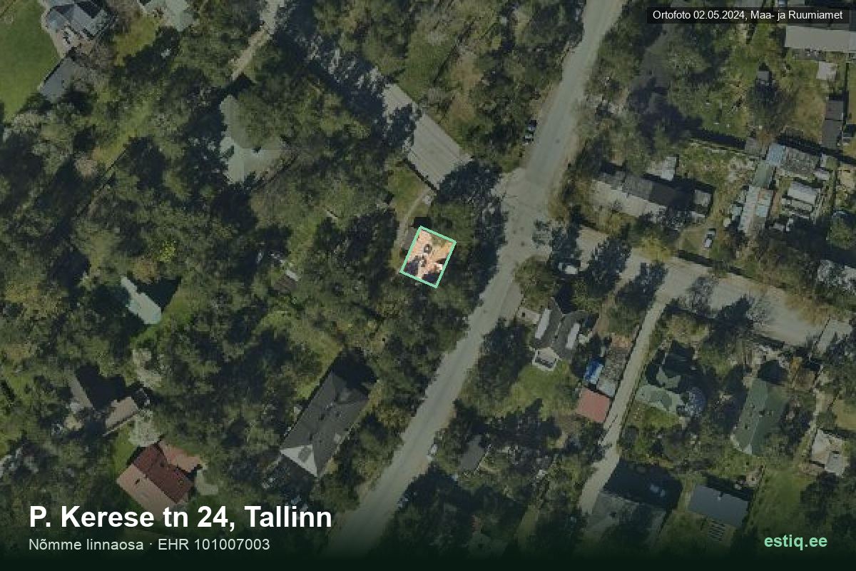 P. Kerese tänav 24, Tallinn – hoone aerofoto, kontuur ehitisregistri (EHR) andmetest