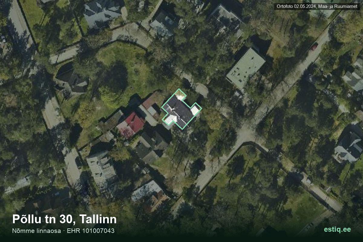 Põllu tänav 30, Tallinn – hoone aerofoto, kontuur ehitisregistri (EHR) andmetest