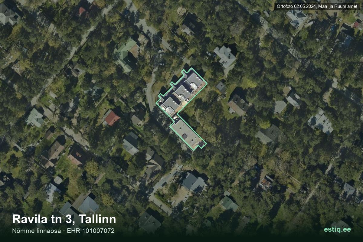 Ravila tänav 3, Tallinn – hoone aerofoto, kontuur ehitisregistri (EHR) andmetest