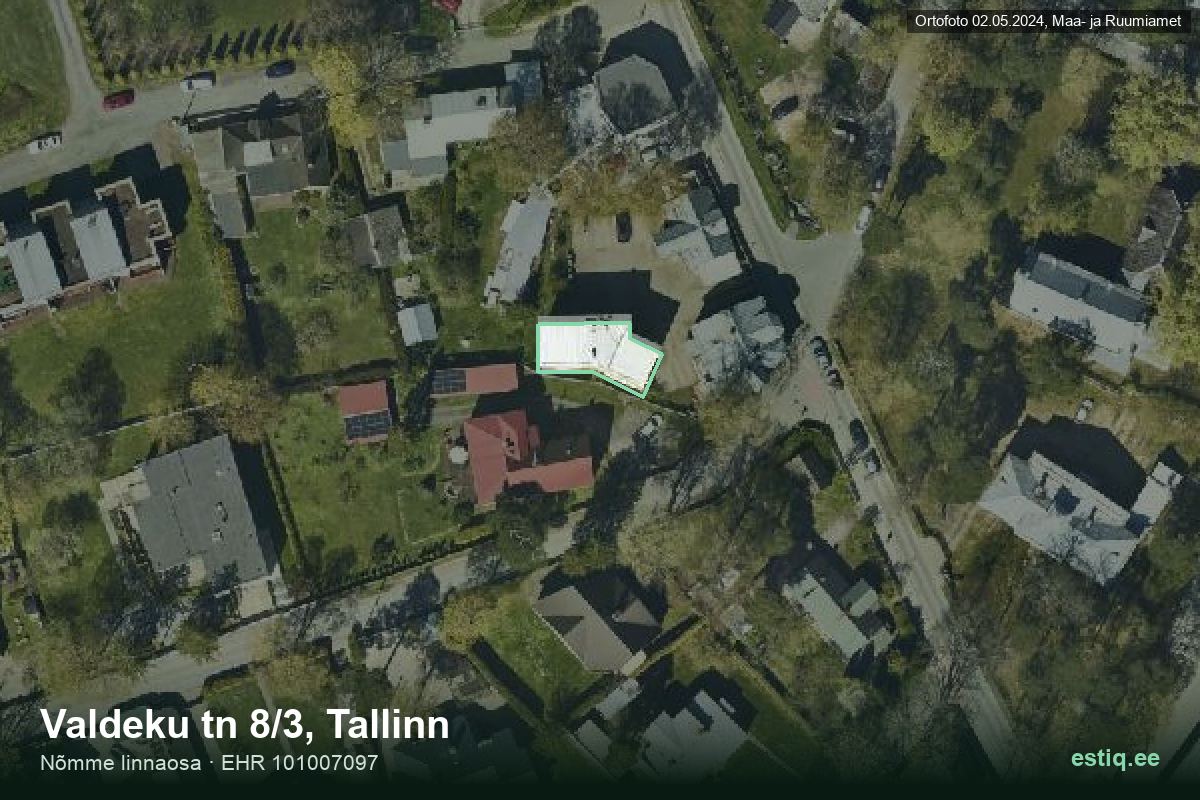 Valdeku tänav 8/3, Tallinn – hoone aerofoto, kontuur ehitisregistri (EHR) andmetest
