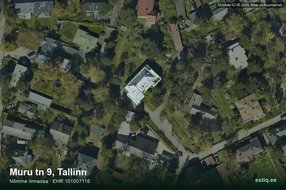 Muru tänav 9, Tallinn – aerial photo of the building, outline from the Building Register (EHR)