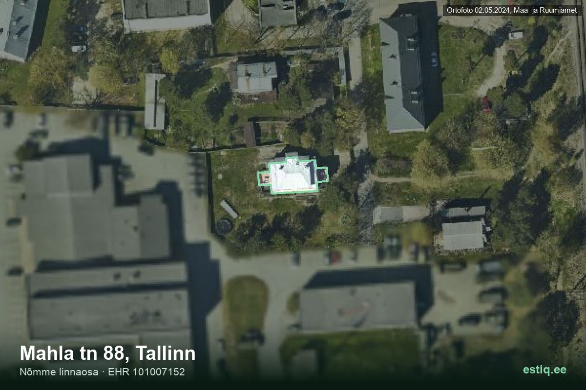 Mahla tänav 88, Tallinn – hoone aerofoto, kontuur ehitisregistri (EHR) andmetest