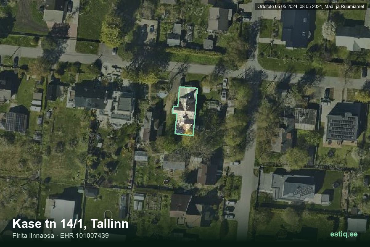 Kase tänav 14/1, Tallinn – hoone aerofoto, kontuur ehitisregistri (EHR) andmetest