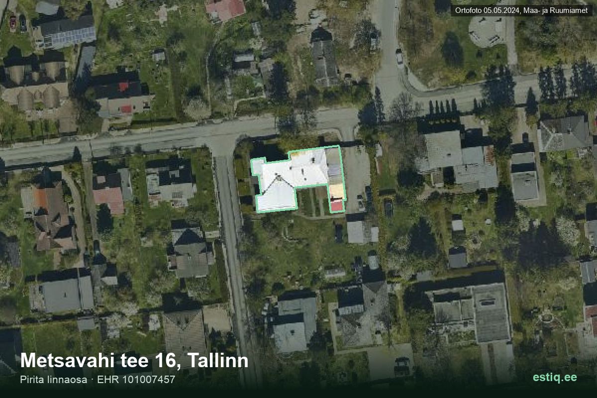 Metsavahi tee 16, Tallinn – ilmakuva rakennuksesta, ääriviiva rakennusrekisteristä (EHR)