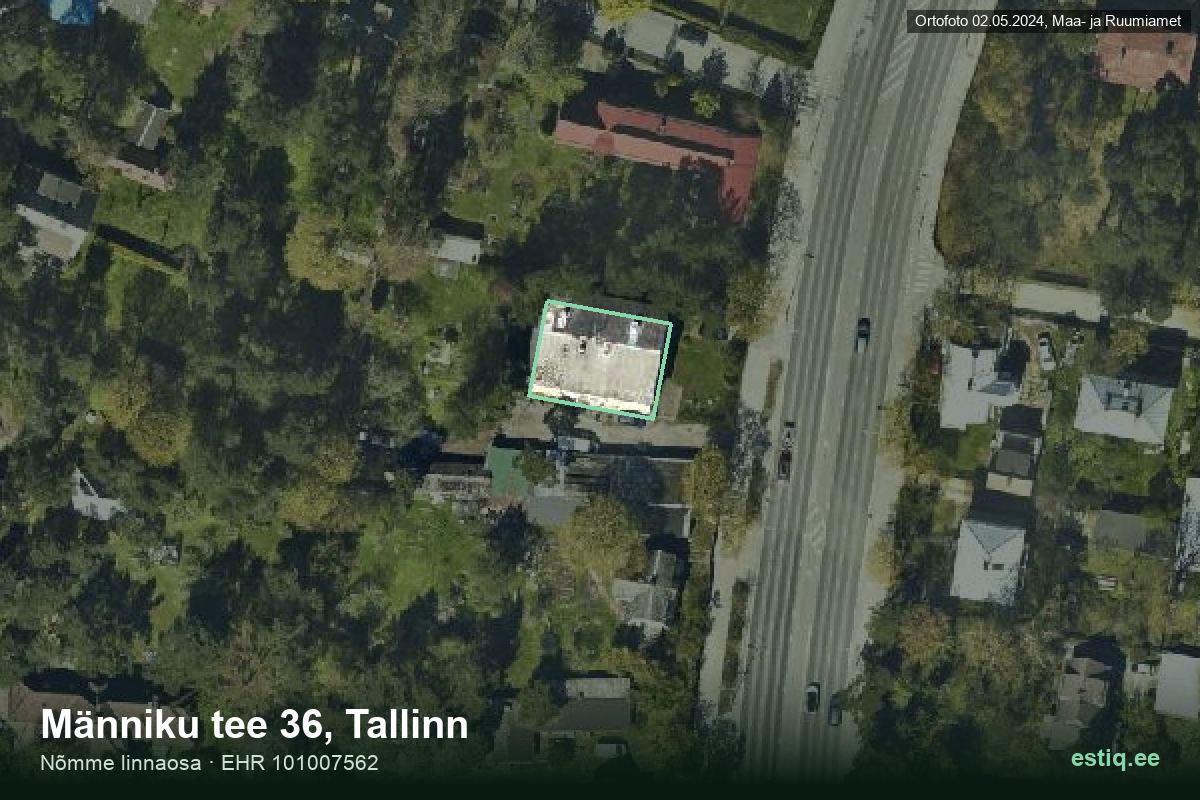 Männiku tee 36, Tallinn – hoone aerofoto, kontuur ehitisregistri (EHR) andmetest