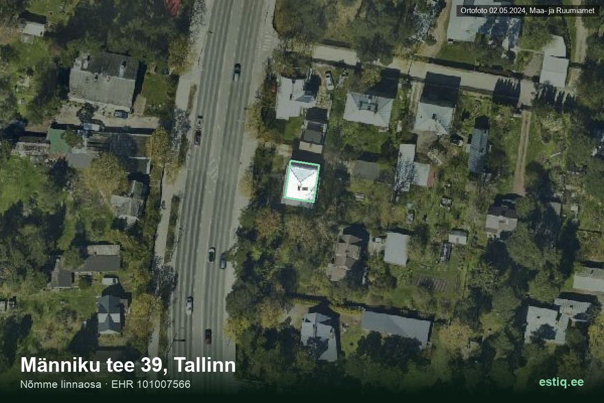 Männiku tee 39, Tallinn – hoone aerofoto, kontuur ehitisregistri (EHR) andmetest