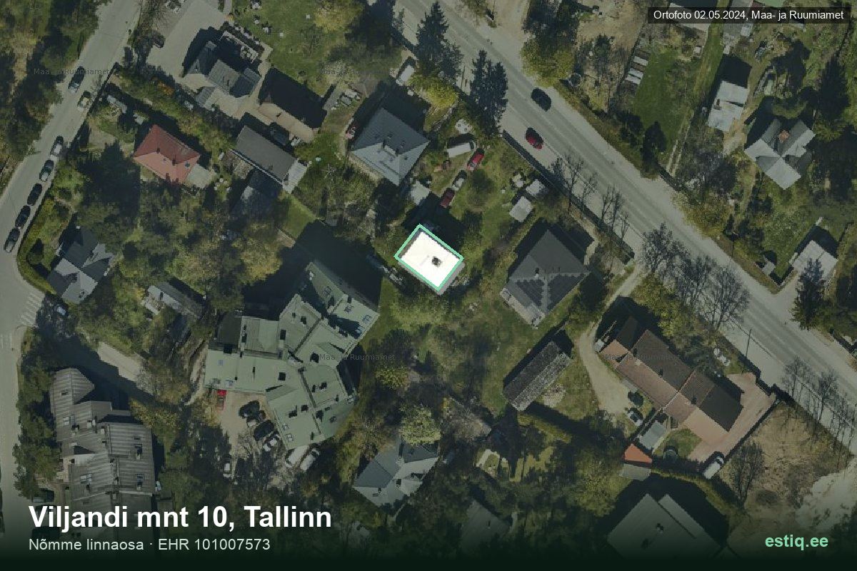 Viljandi mnt 10, Tallinn – ilmakuva rakennuksesta, ääriviiva rakennusrekisteristä (EHR)