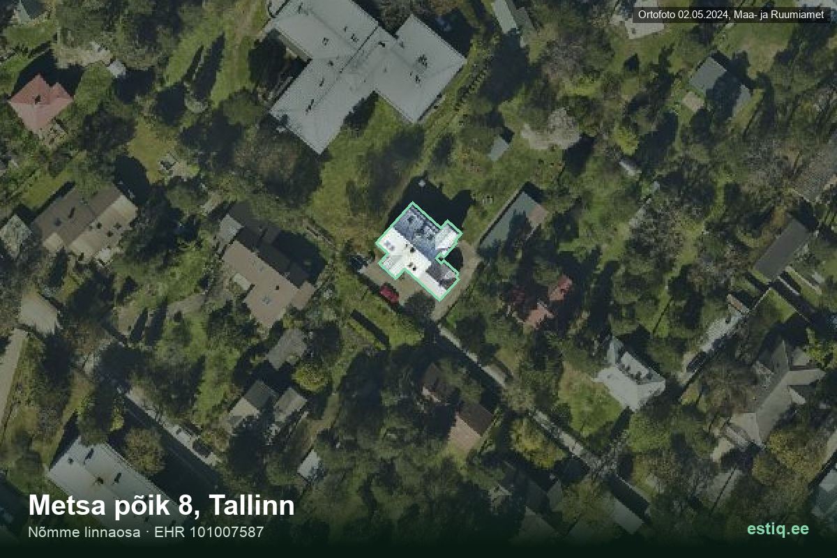 Metsa põik 8, Tallinn – hoone aerofoto, kontuur ehitisregistri (EHR) andmetest