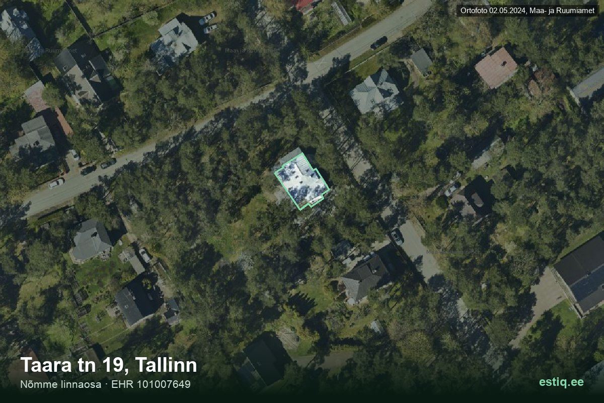 Taara tänav 19, Tallinn – hoone aerofoto, kontuur ehitisregistri (EHR) andmetest