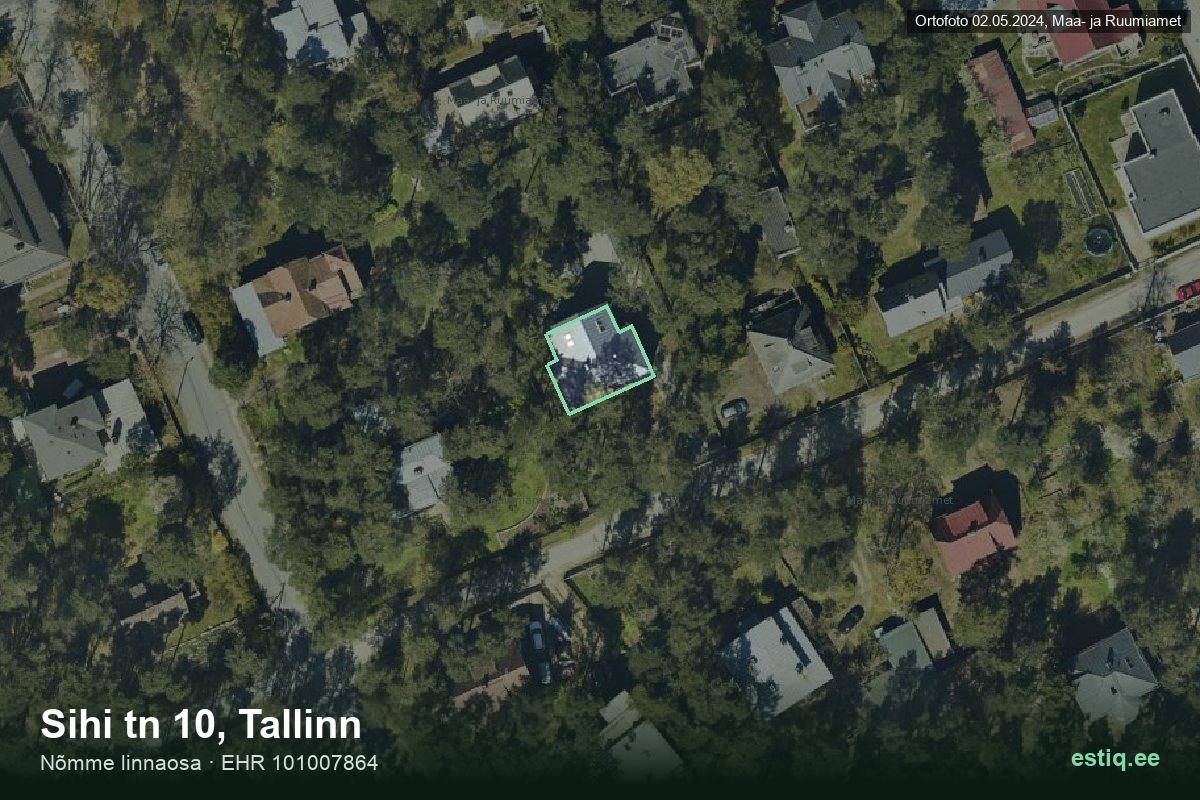 Sihi tänav 10, Tallinn – aerial photo of the building, outline from the Building Register (EHR)