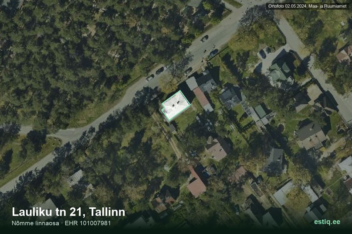Lauliku tänav 21, Tallinn – hoone aerofoto, kontuur ehitisregistri (EHR) andmetest