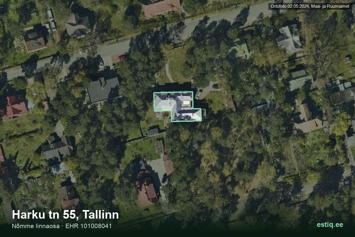 Harku tänav 55, Tallinn – ilmakuva rakennuksesta, ääriviiva rakennusrekisteristä (EHR)