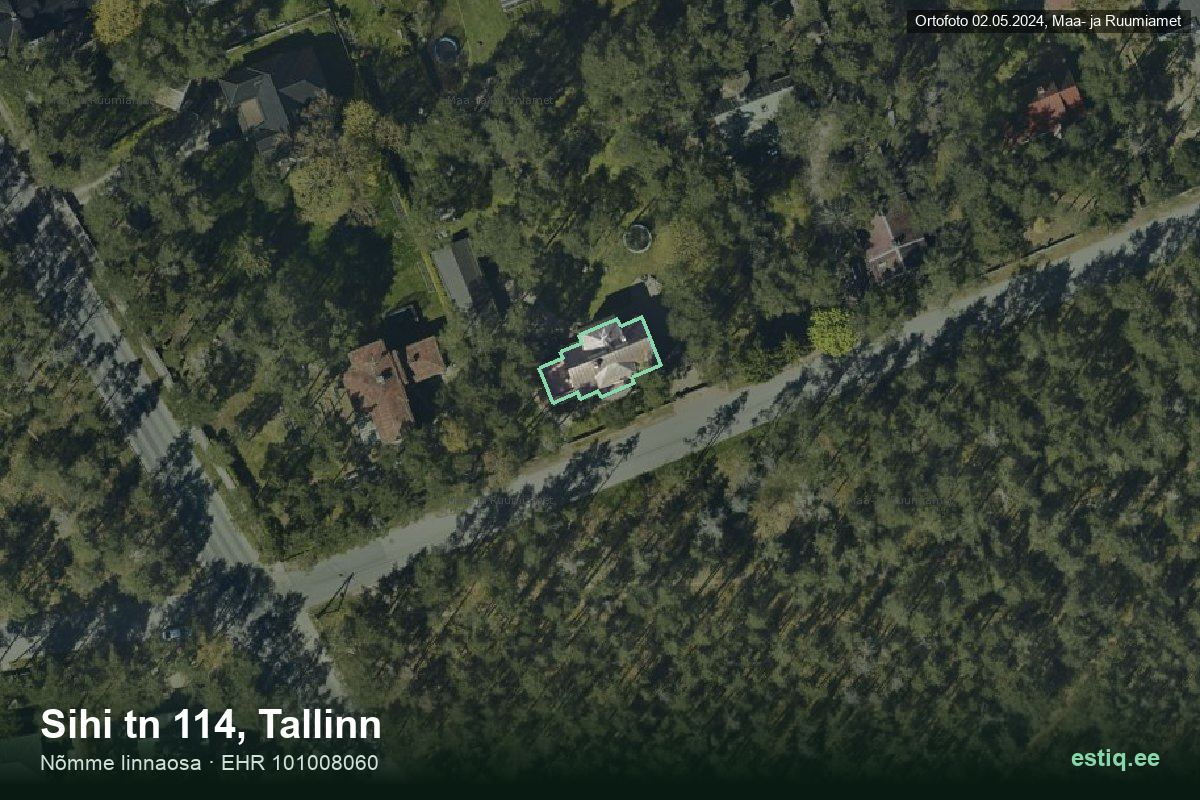 Sihi tänav 114, Tallinn – aerial photo of the building, outline from the Building Register (EHR)