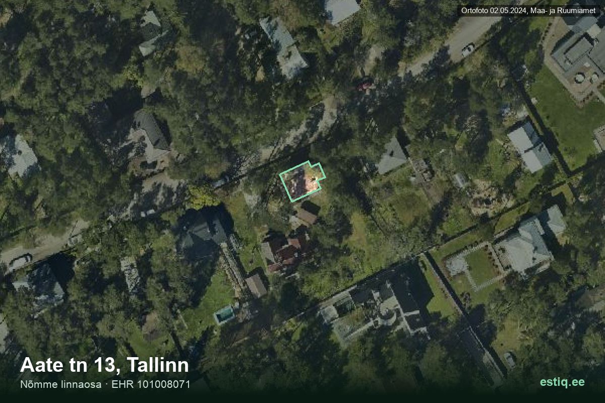 Aate tänav 13, Tallinn – hoone aerofoto, kontuur ehitisregistri (EHR) andmetest