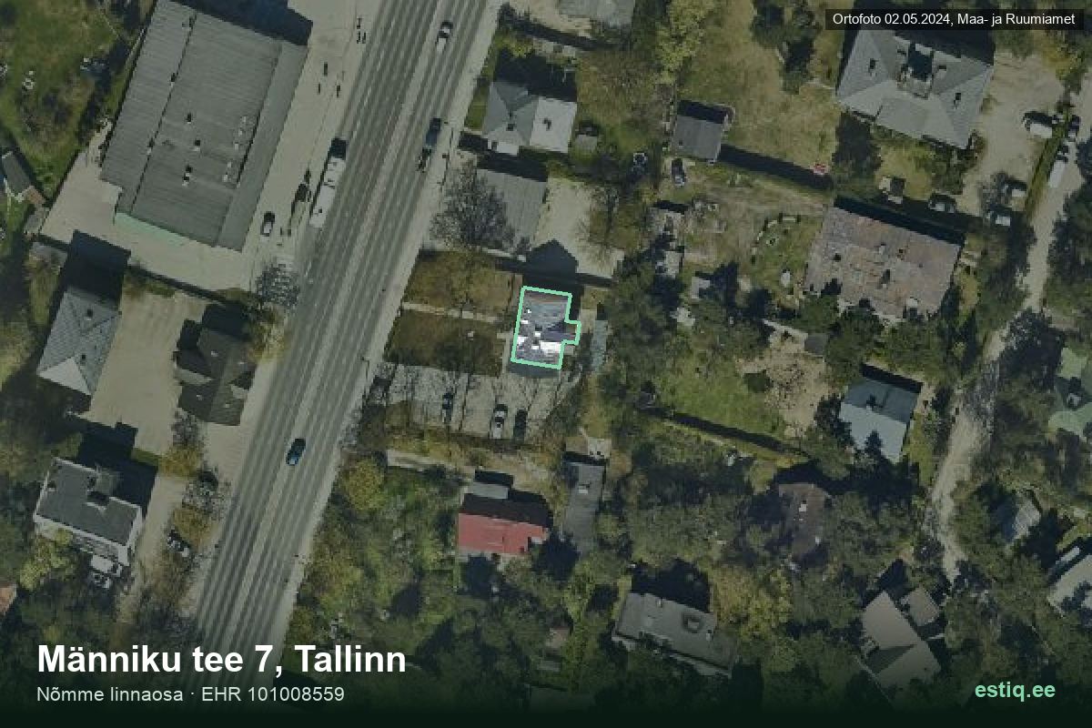 Männiku tee 7, Tallinn – hoone aerofoto, kontuur ehitisregistri (EHR) andmetest