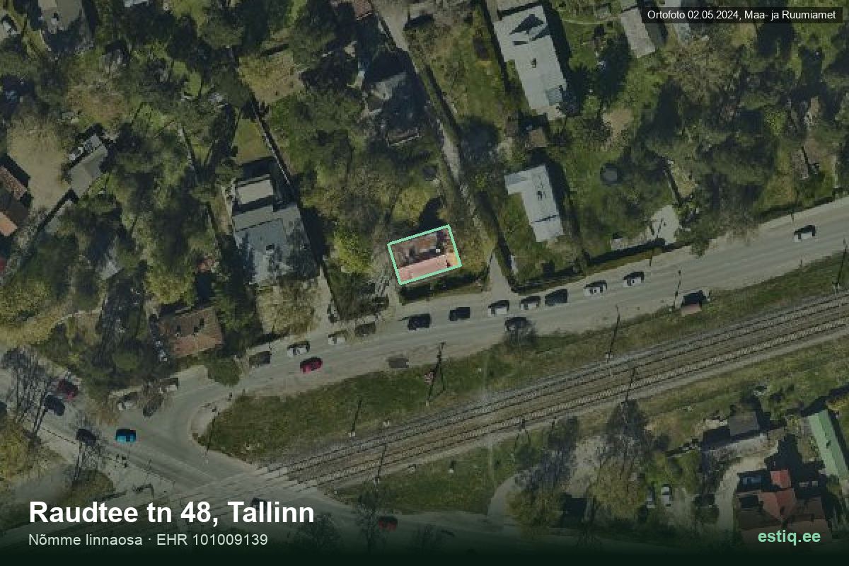 Raudtee tänav 48, Tallinn – hoone aerofoto, kontuur ehitisregistri (EHR) andmetest