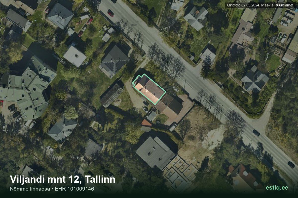 Viljandi mnt 12, Tallinn – ilmakuva rakennuksesta, ääriviiva rakennusrekisteristä (EHR)