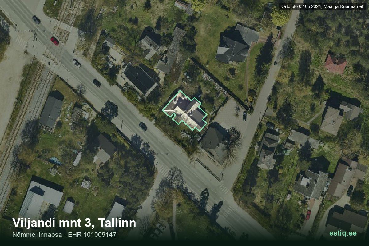 Viljandi mnt 3, Tallinn – aerial photo of the building, outline from the Building Register (EHR)
