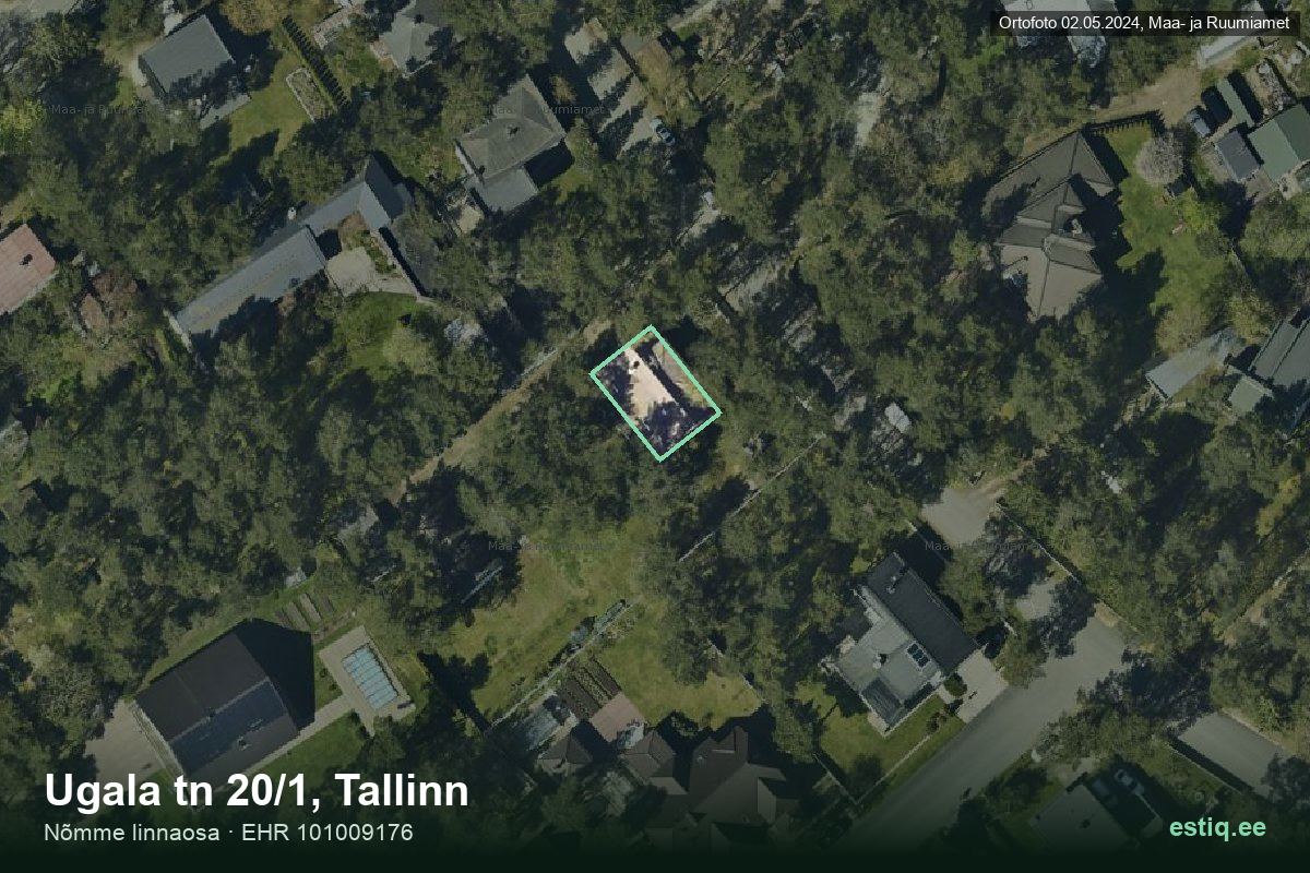 Ugala tänav 20/1, Tallinn – аэрофото дома, контур по данным регистра строений (EHR)
