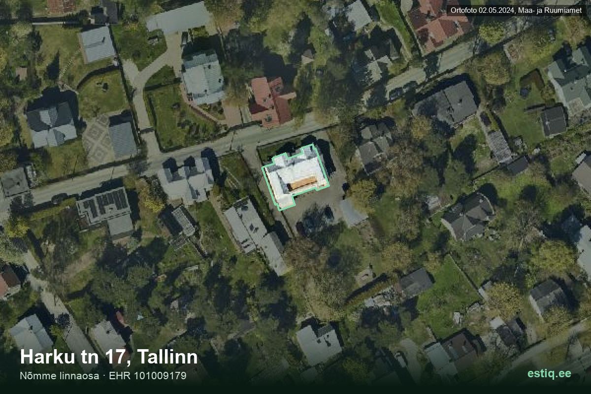Harku tänav 17, Tallinn – hoone aerofoto, kontuur ehitisregistri (EHR) andmetest