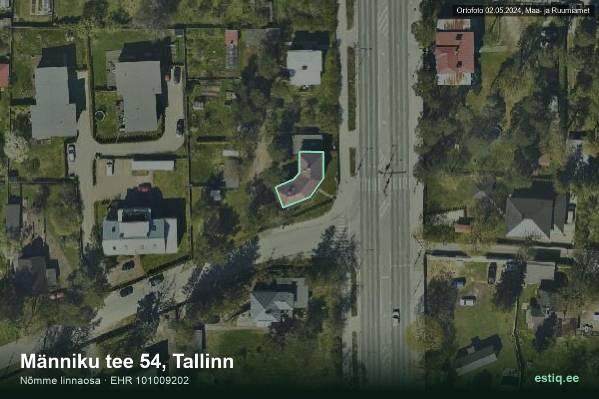 Männiku tee 54, Tallinn – hoone aerofoto, kontuur ehitisregistri (EHR) andmetest