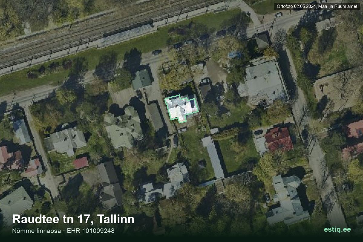 Raudtee tänav 17, Tallinn – hoone aerofoto, kontuur ehitisregistri (EHR) andmetest