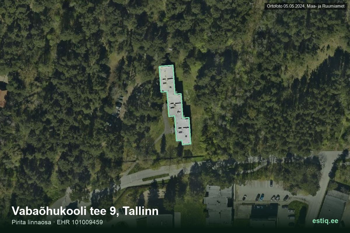 Vabaõhukooli tee 9, Tallinn – ilmakuva rakennuksesta, ääriviiva rakennusrekisteristä (EHR)