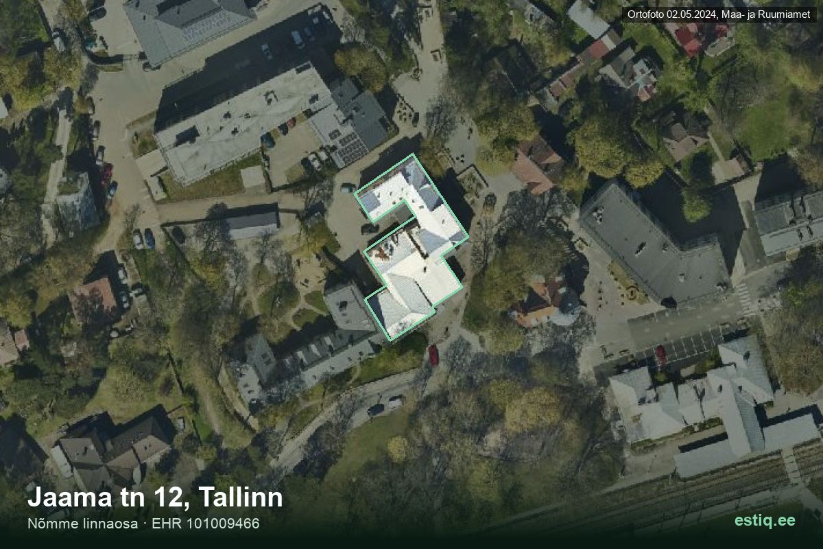 Jaama tänav 12, Tallinn – hoone aerofoto, kontuur ehitisregistri (EHR) andmetest