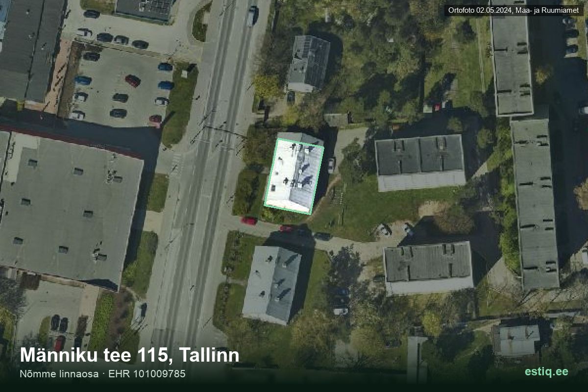 Männiku tee 115, Tallinn – hoone aerofoto, kontuur ehitisregistri (EHR) andmetest