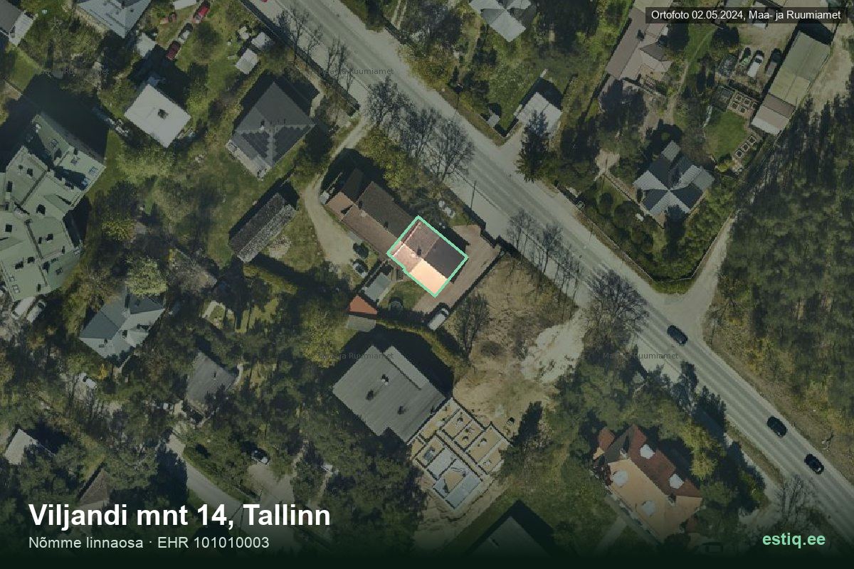 Viljandi mnt 14, Tallinn – aerial photo of the building, outline from the Building Register (EHR)