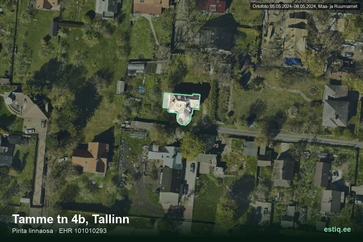 Tamme tänav 4b, Tallinn – hoone aerofoto, kontuur ehitisregistri (EHR) andmetest