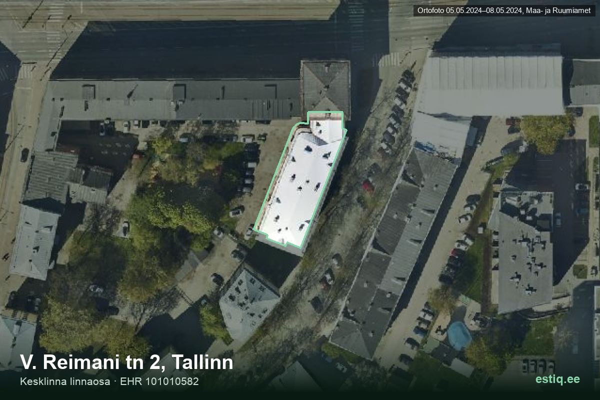 V. Reimani tänav 2, Tallinn – ilmakuva rakennuksesta, ääriviiva rakennusrekisteristä (EHR)
