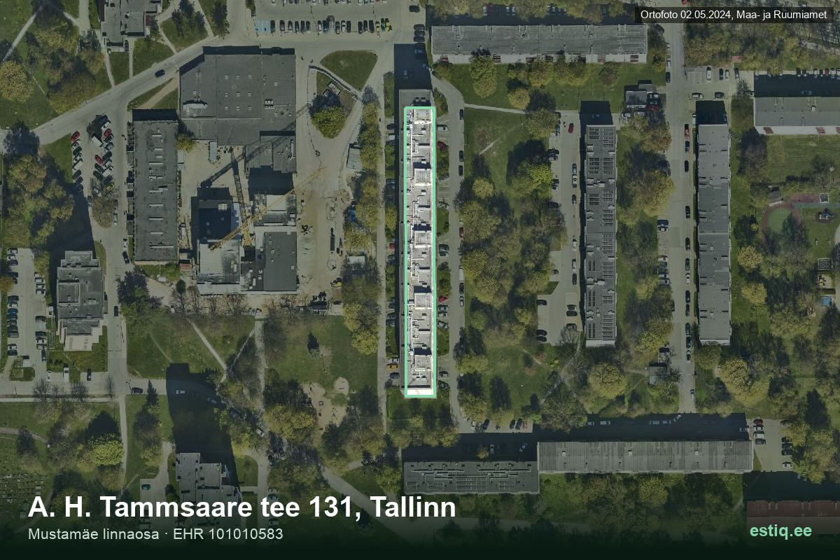 A. H. Tammsaare tee 131, Tallinn – hoone aerofoto, kontuur ehitisregistri (EHR) andmetest