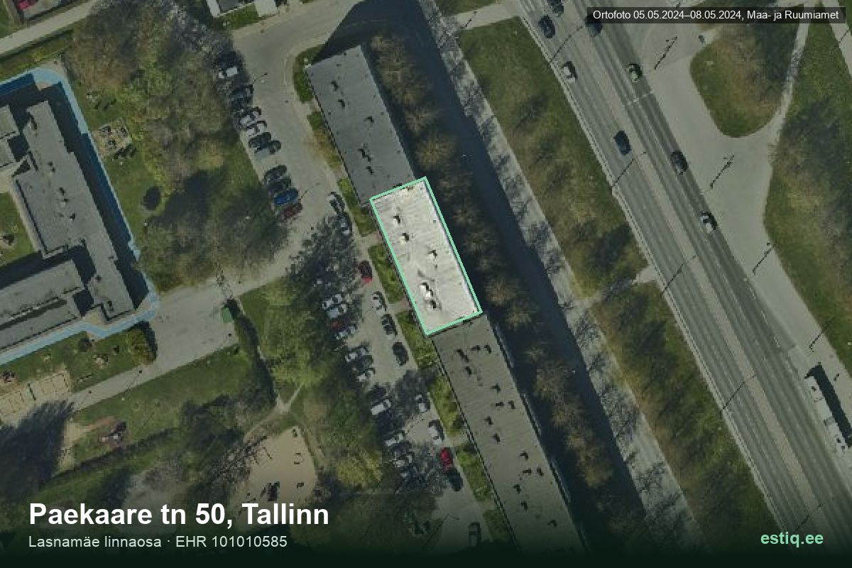Paekaare tänav 50, Tallinn – hoone aerofoto, kontuur ehitisregistri (EHR) andmetest
