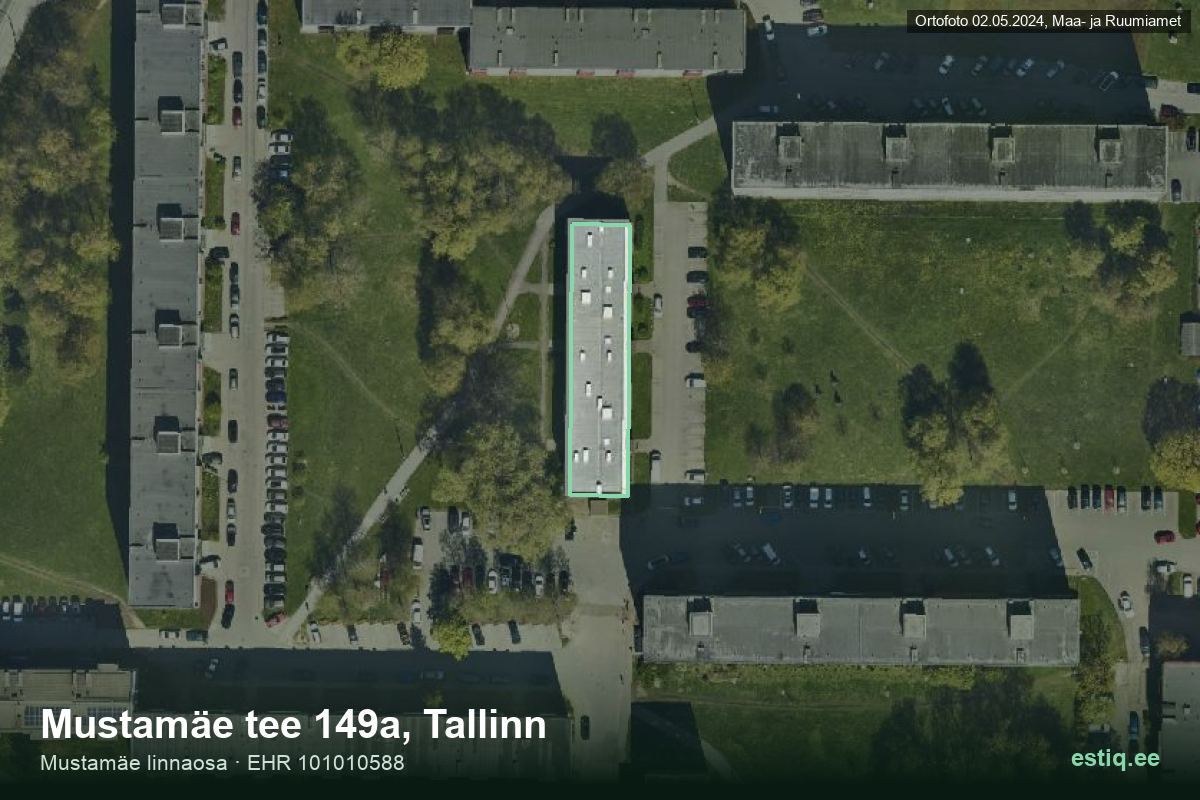 Mustamäe tee 149a, Tallinn – hoone aerofoto, kontuur ehitisregistri (EHR) andmetest