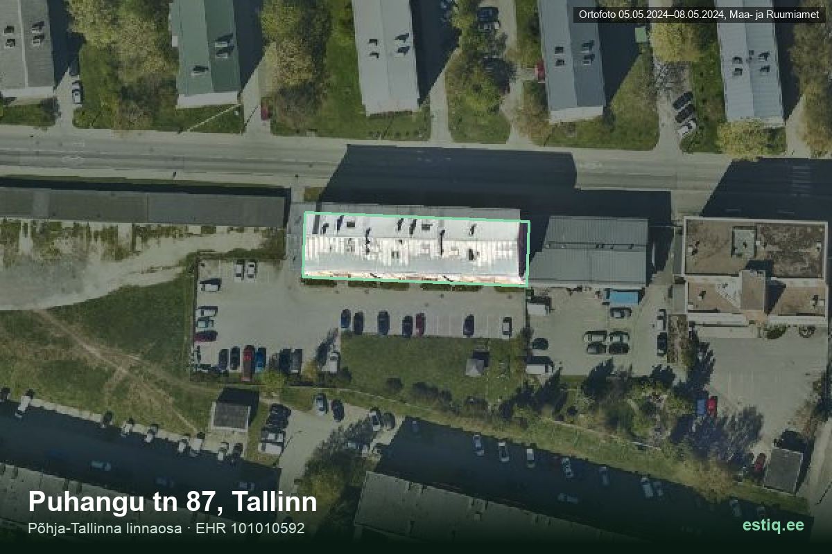 Puhangu tänav 87, Tallinn – aerial photo of the building, outline from the Building Register (EHR)
