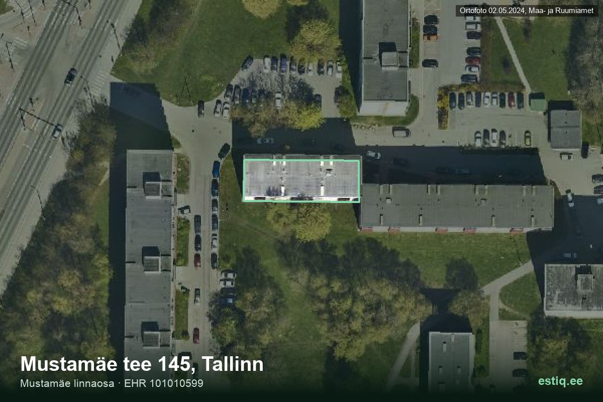 Mustamäe tee 145, Tallinn – hoone aerofoto, kontuur ehitisregistri (EHR) andmetest