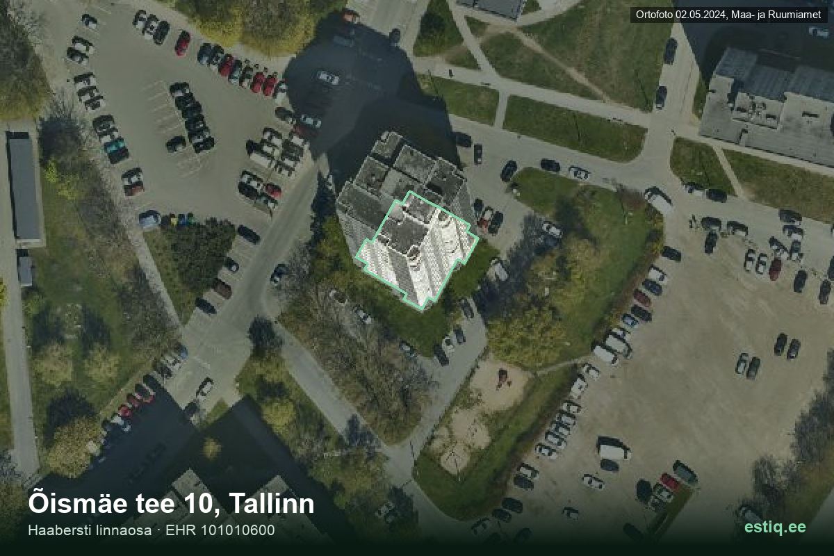 Õismäe tee 10, Tallinn – hoone aerofoto, kontuur ehitisregistri (EHR) andmetest