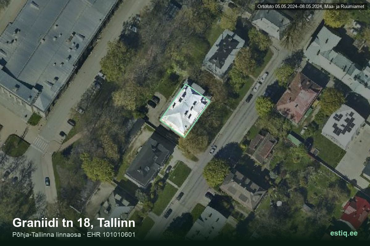 Graniidi tänav 18, Tallinn – аэрофото дома, контур по данным регистра строений (EHR)