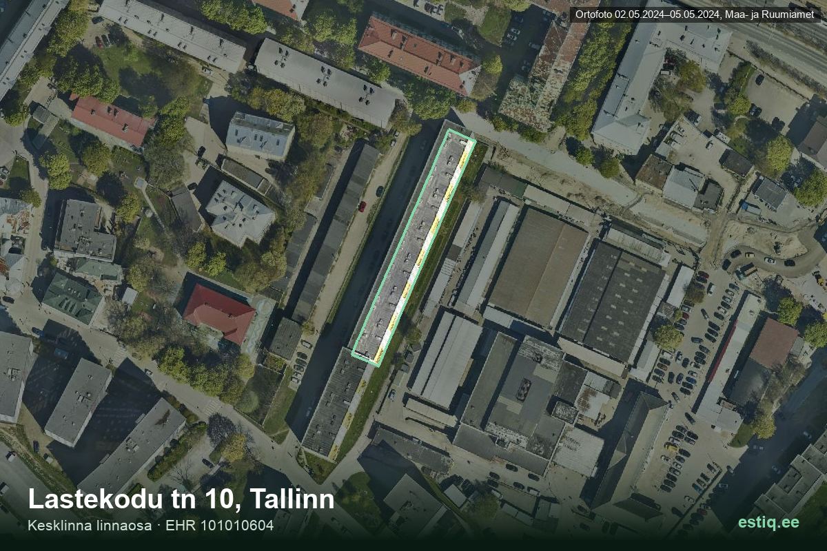 Lastekodu tänav 10, Tallinn – aerial photo of the building, outline from the Building Register (EHR)