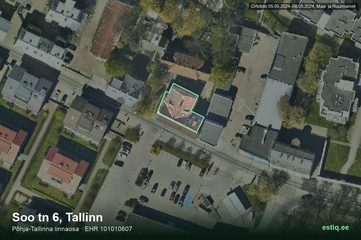 Soo tänav 6, Tallinn – ilmakuva rakennuksesta, ääriviiva rakennusrekisteristä (EHR)