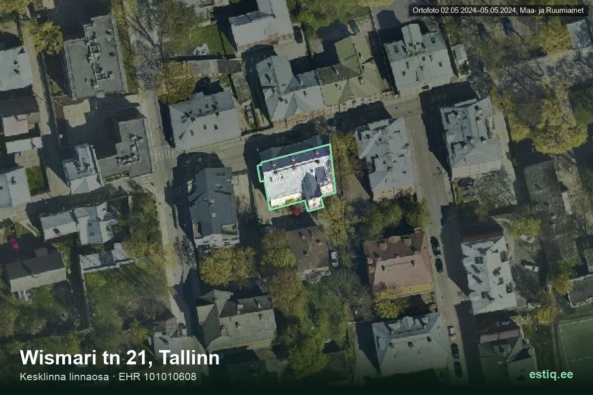 Wismari tänav 21, Tallinn – aerial photo of the building, outline from the Building Register (EHR)