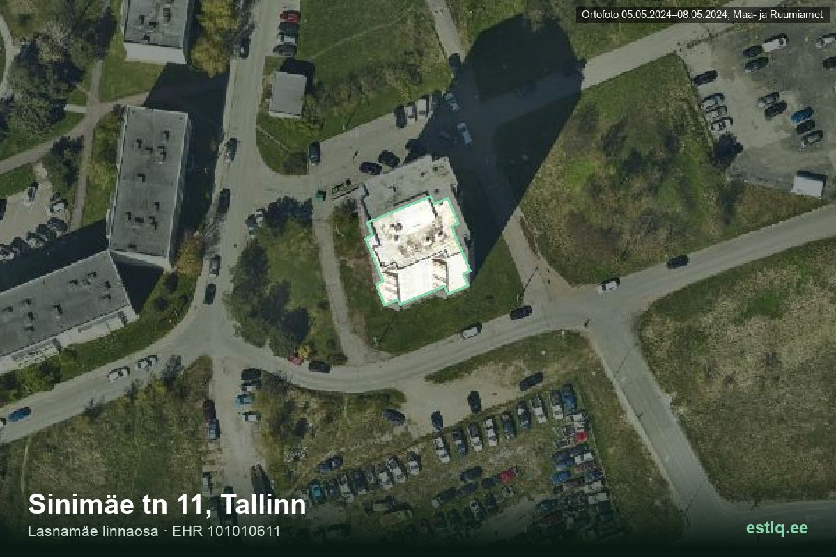 Sinimäe tänav 11, Tallinn – ilmakuva rakennuksesta, ääriviiva rakennusrekisteristä (EHR)