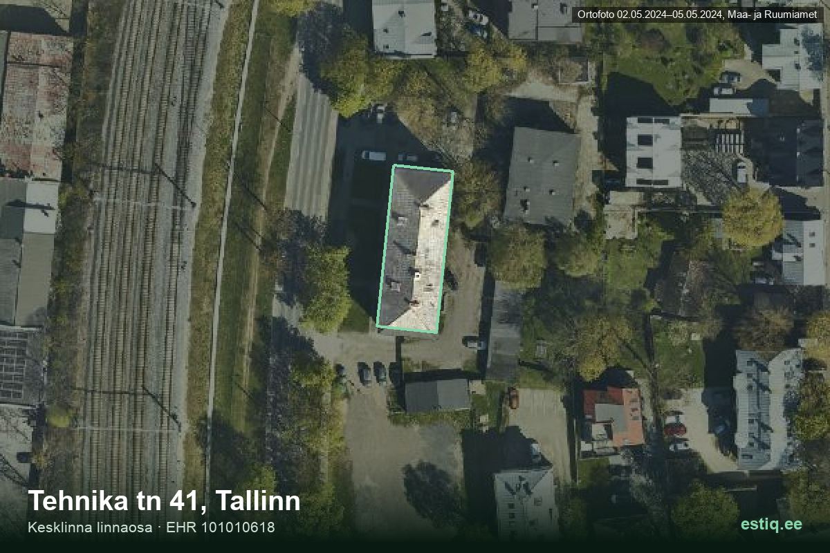Tehnika tänav 41, Tallinn – aerial photo of the building, outline from the Building Register (EHR)