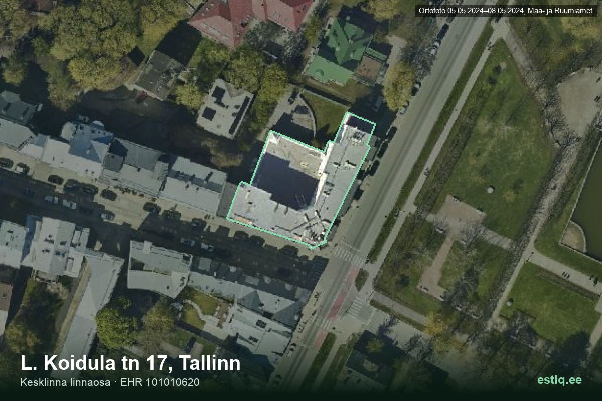 J. Poska tänav 45, Tallinn – ilmakuva rakennuksesta, ääriviiva rakennusrekisteristä (EHR)