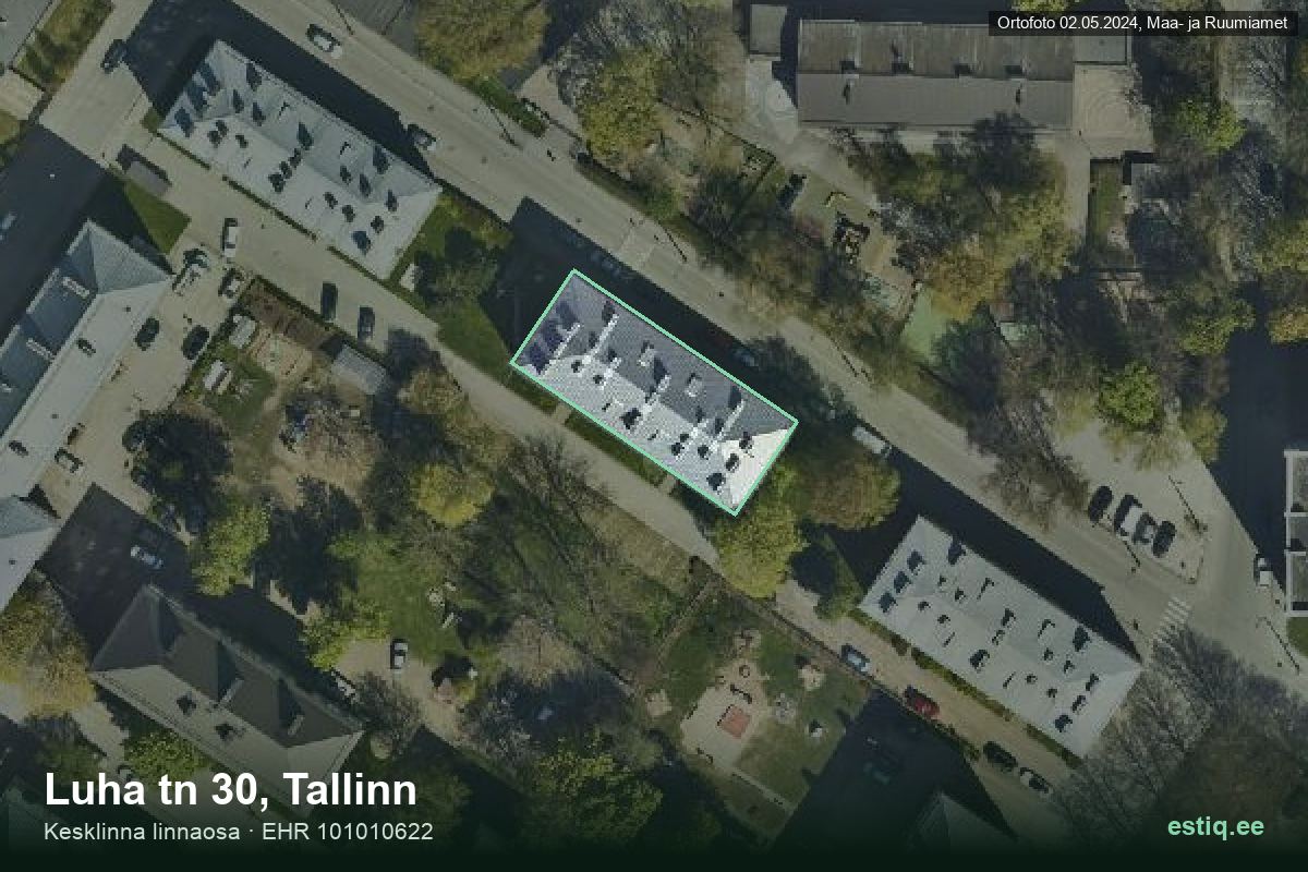 Luha tänav 30, Tallinn – aerial photo of the building, outline from the Building Register (EHR)
