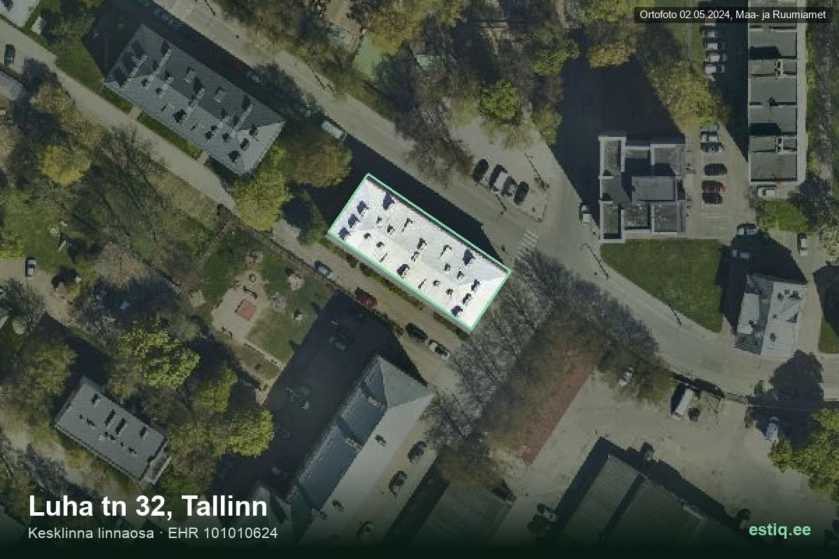Luha tänav 32, Tallinn – aerial photo of the building, outline from the Building Register (EHR)
