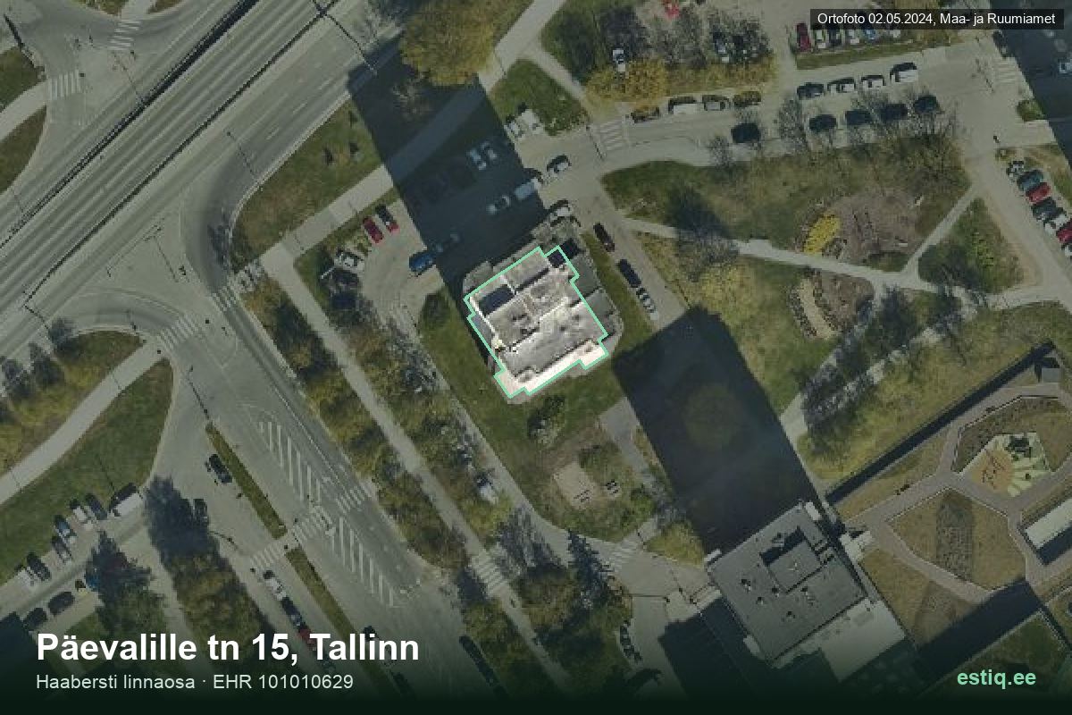 Päevalille tänav 15, Tallinn – hoone aerofoto, kontuur ehitisregistri (EHR) andmetest