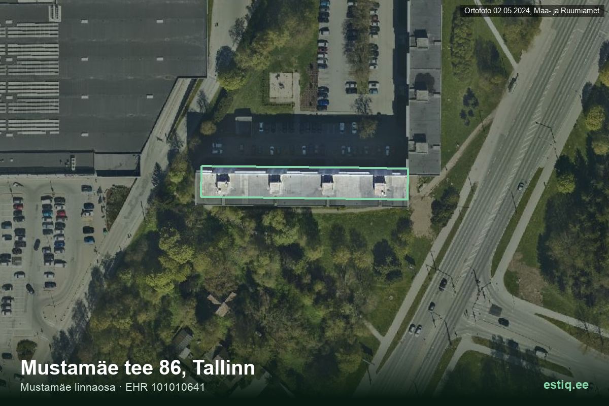 Mustamäe tee 86, Tallinn – hoone aerofoto, kontuur ehitisregistri (EHR) andmetest